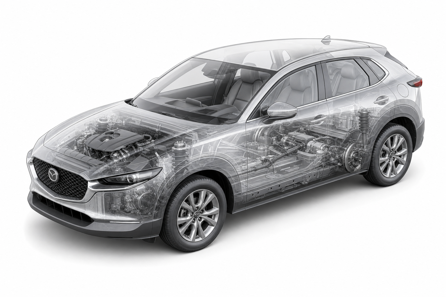 Przekrój modelu Mazda CX-30.