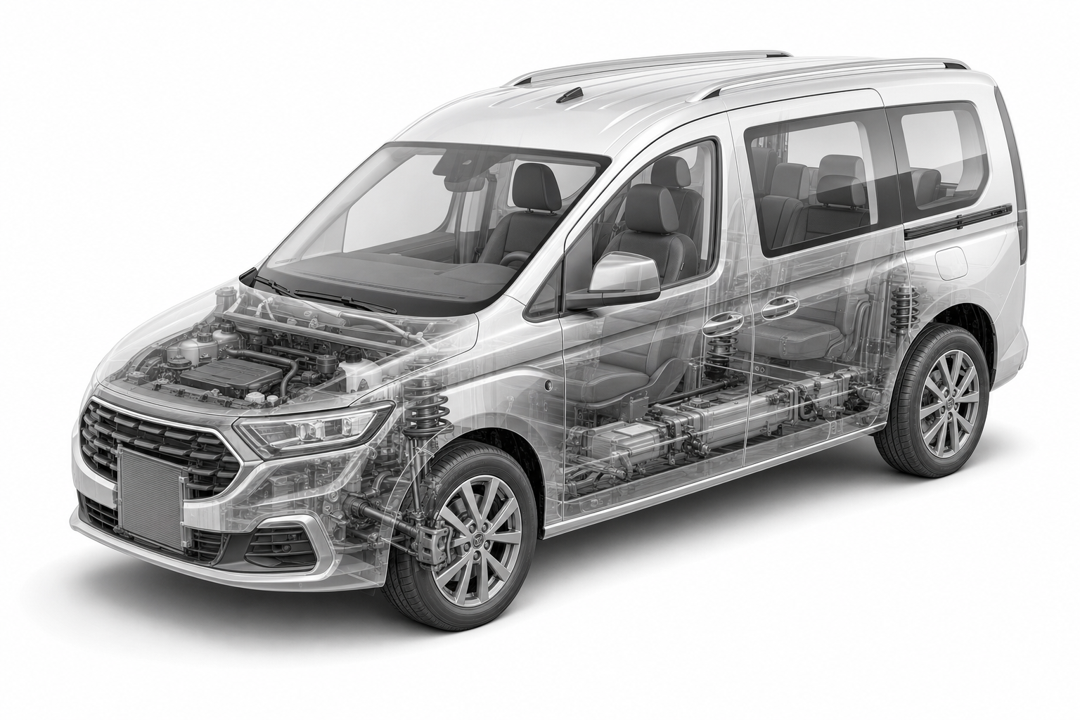 Przekrój modelu Ford Tourneo Connect.