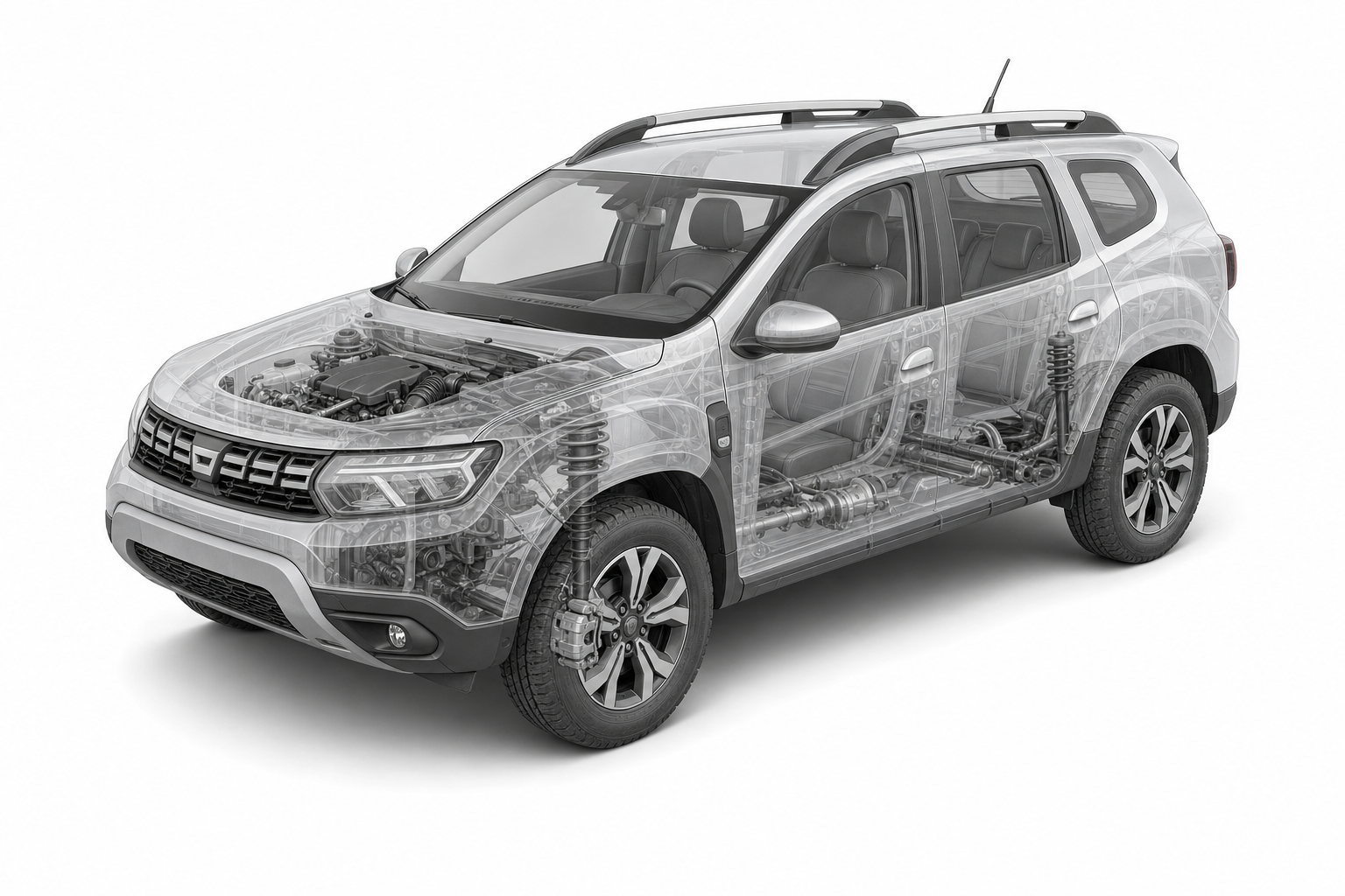 Przekrój modelu Dacia Duster.