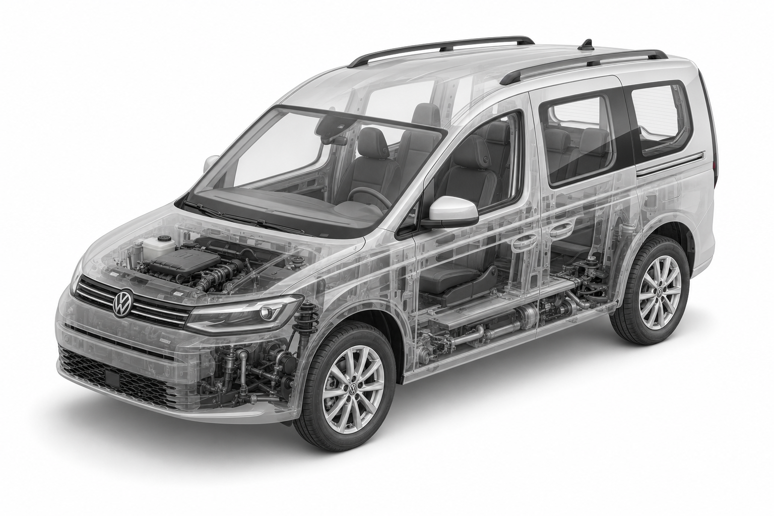 Przekrój modelu Volkswagen Caddy.