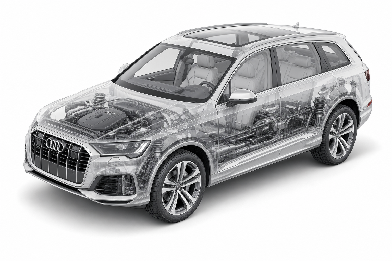 Przekrój modelu Audi Q7.