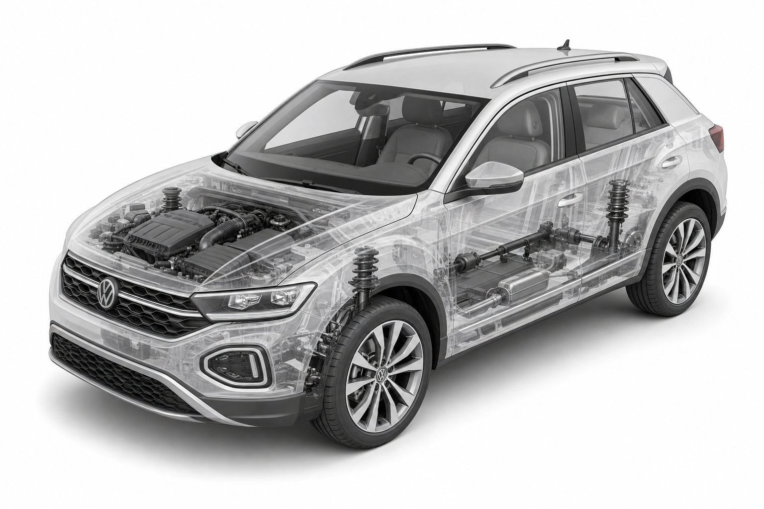 Przekrój modelu Volkswagen T-Roc.