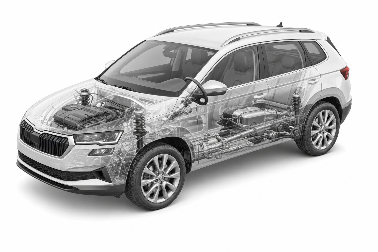 Przekrój modelu Skoda Karoq.