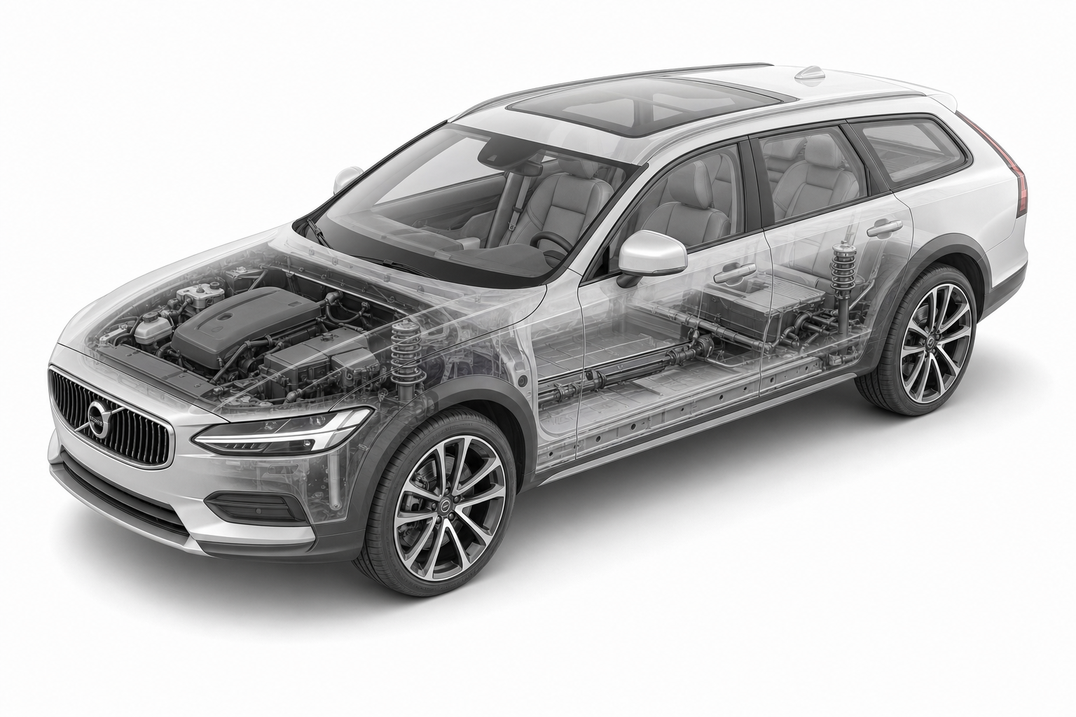 Przekrój modelu Volvo V90 Cross Country.