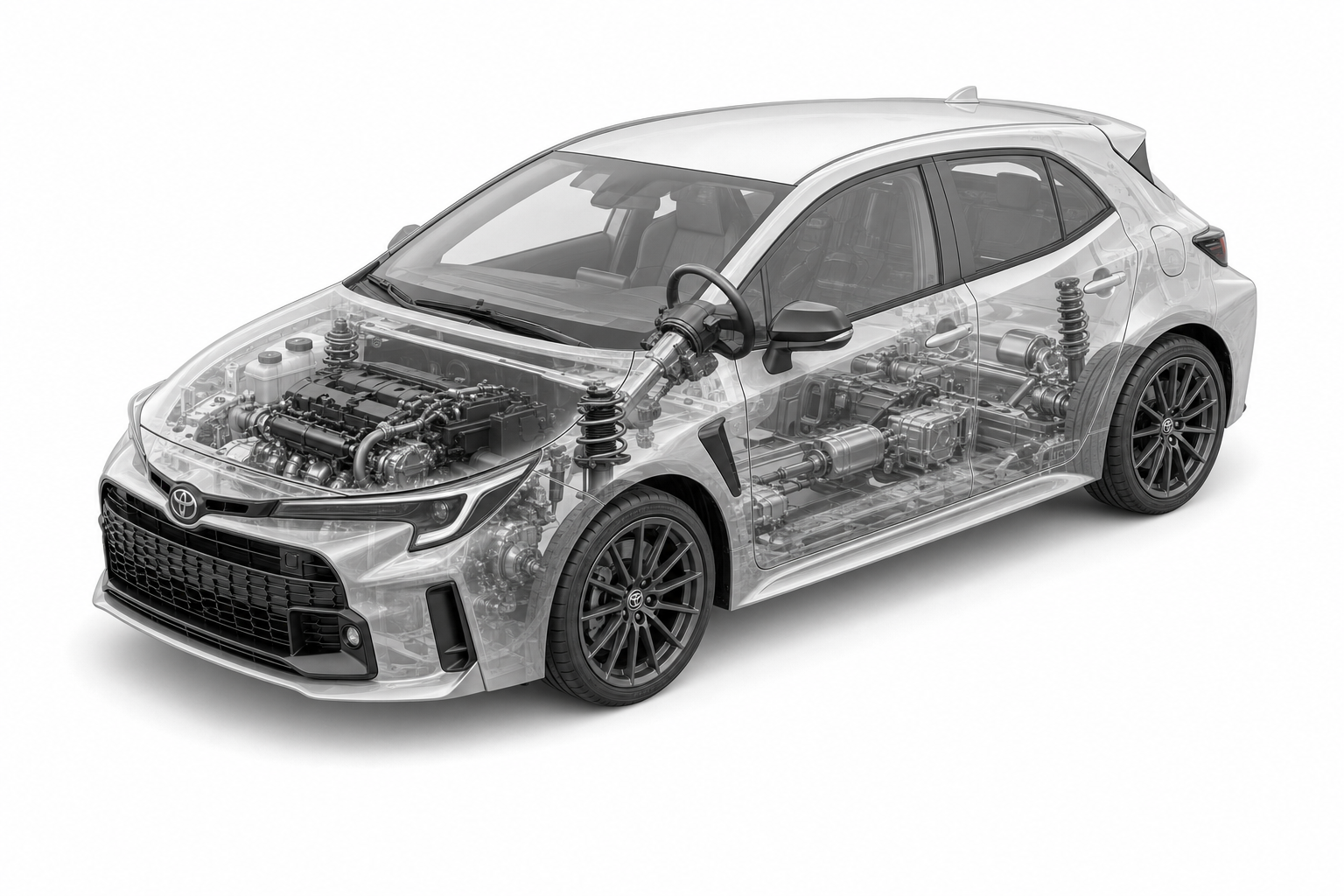 Przekrój modelu Toyota GR Corolla.