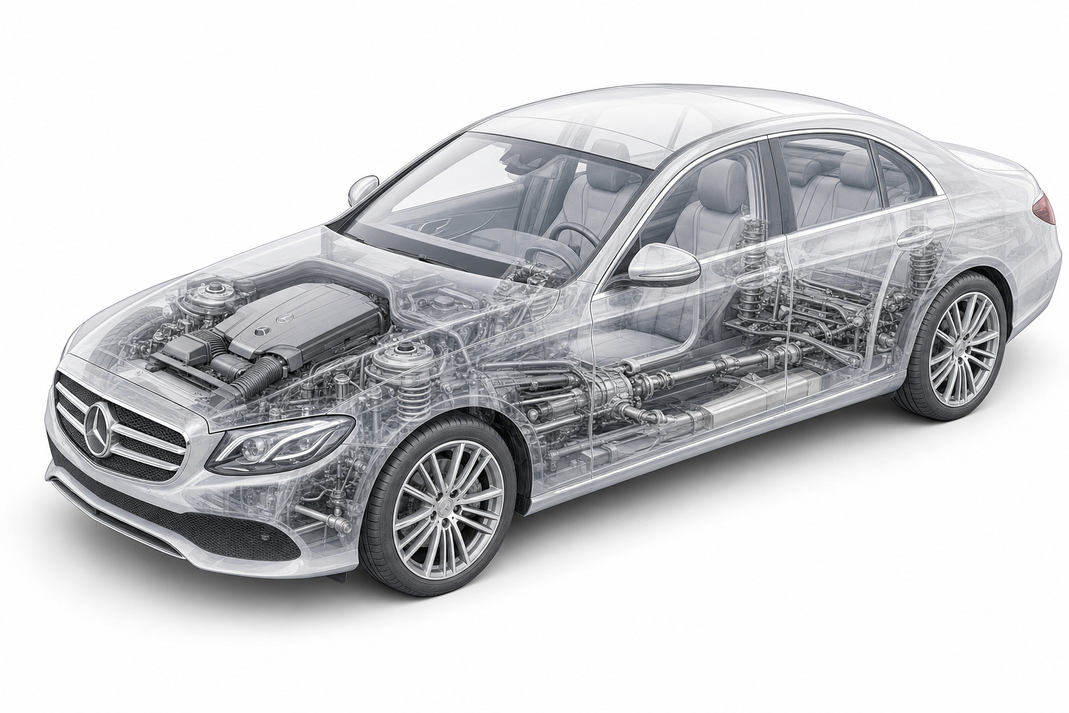 Przekrój modelu Mercedes-Benz E.