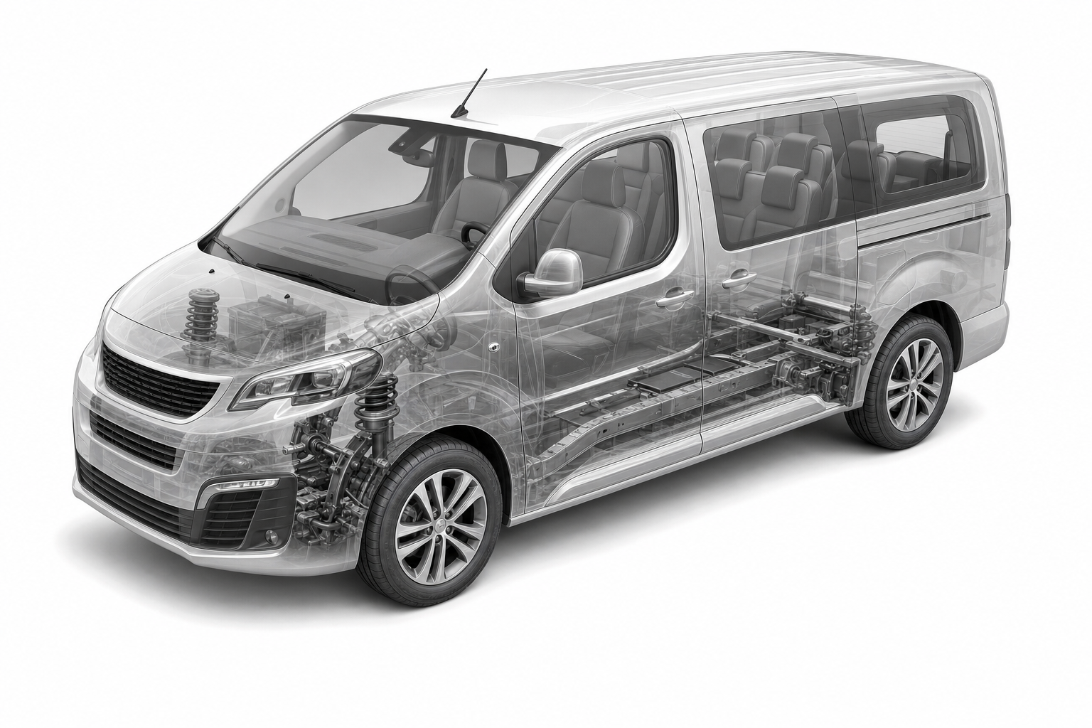 Przekrój modelu Peugeot Traveller.