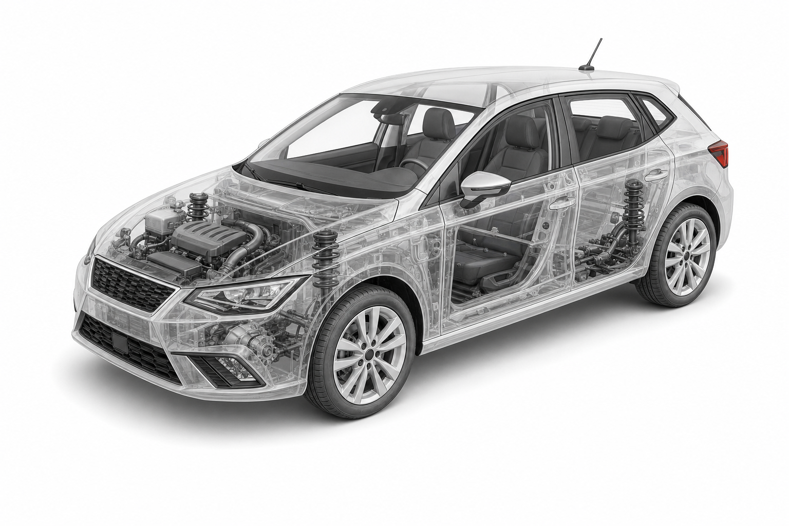 Przekrój modelu Seat Ibiza.