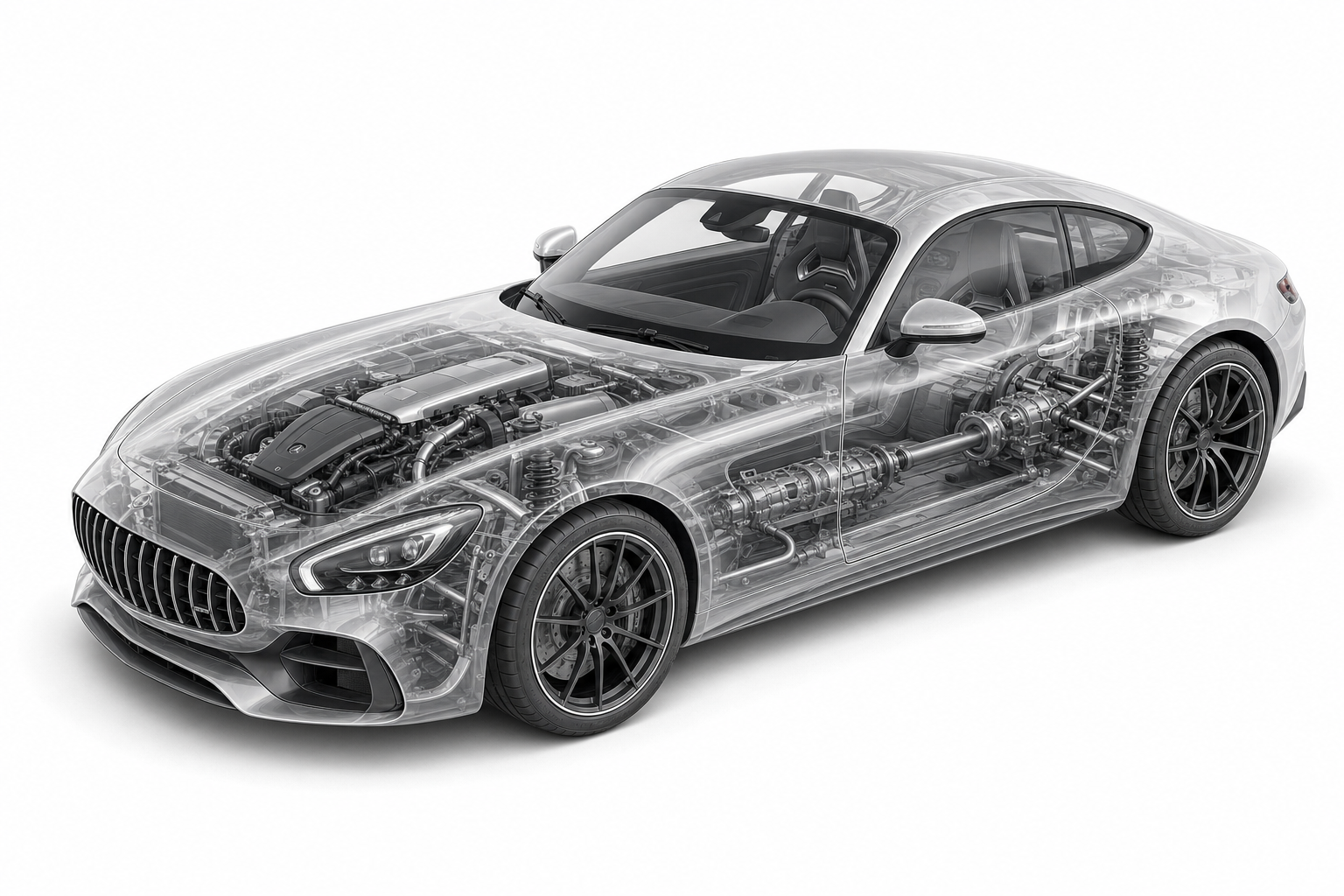 Przekrój modelu Mercedes-Benz AMG GT.