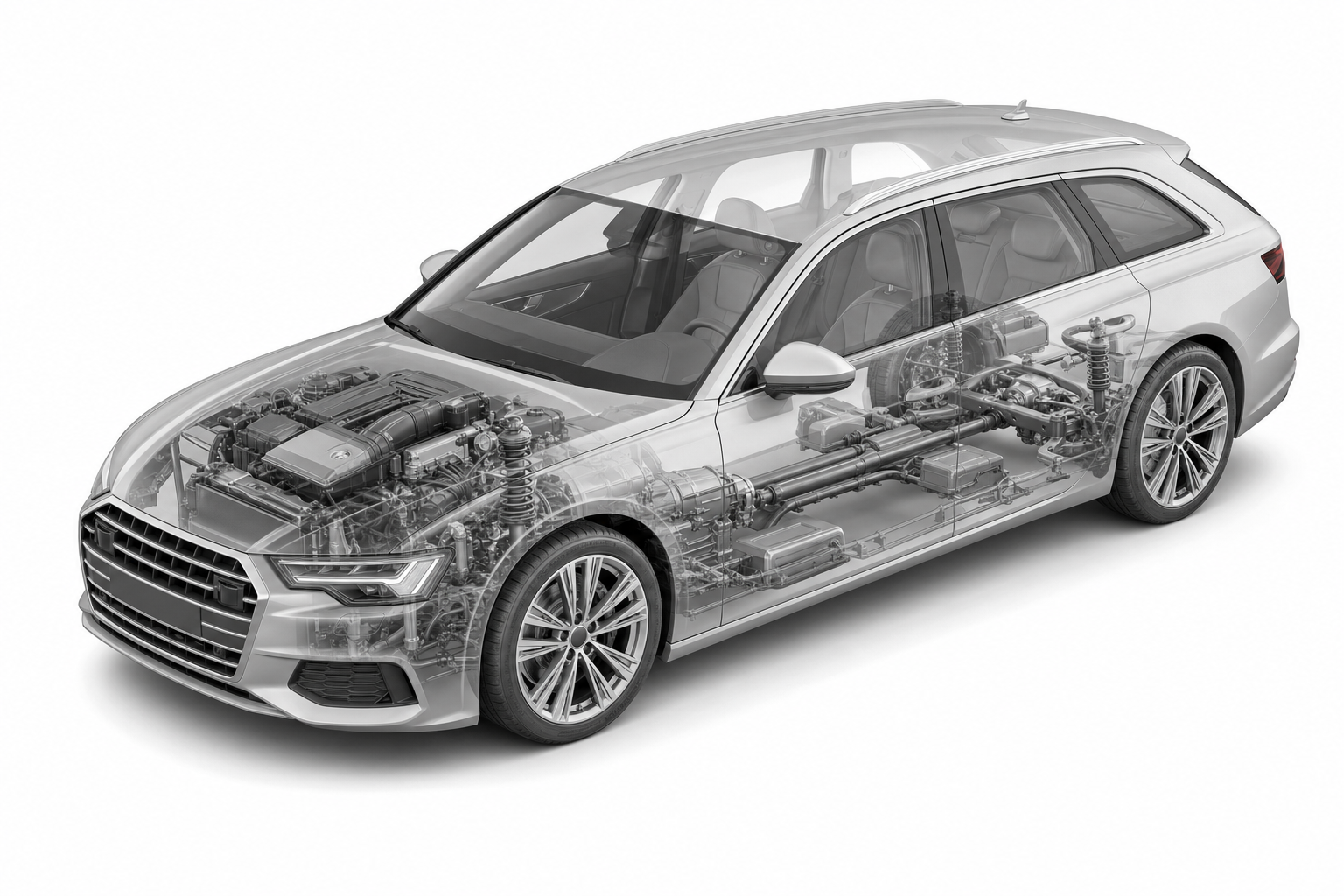 Przekrój modelu Audi A6 Avant.