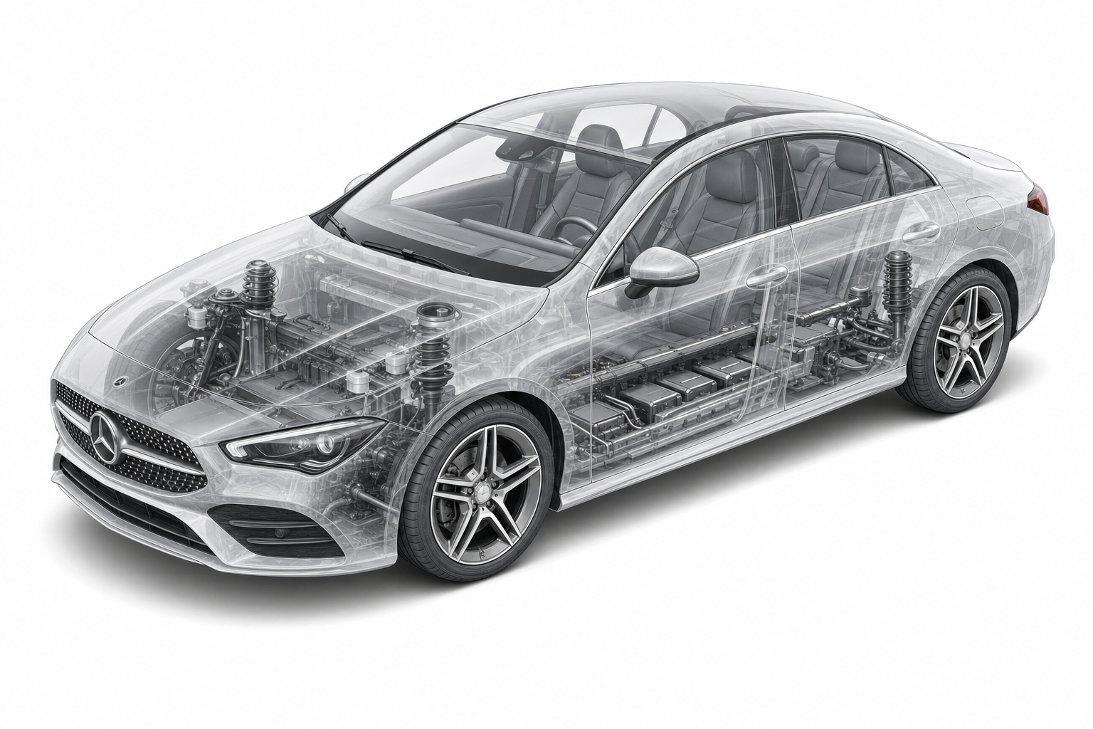 Przekrój modelu Mercedes-Benz CLA.