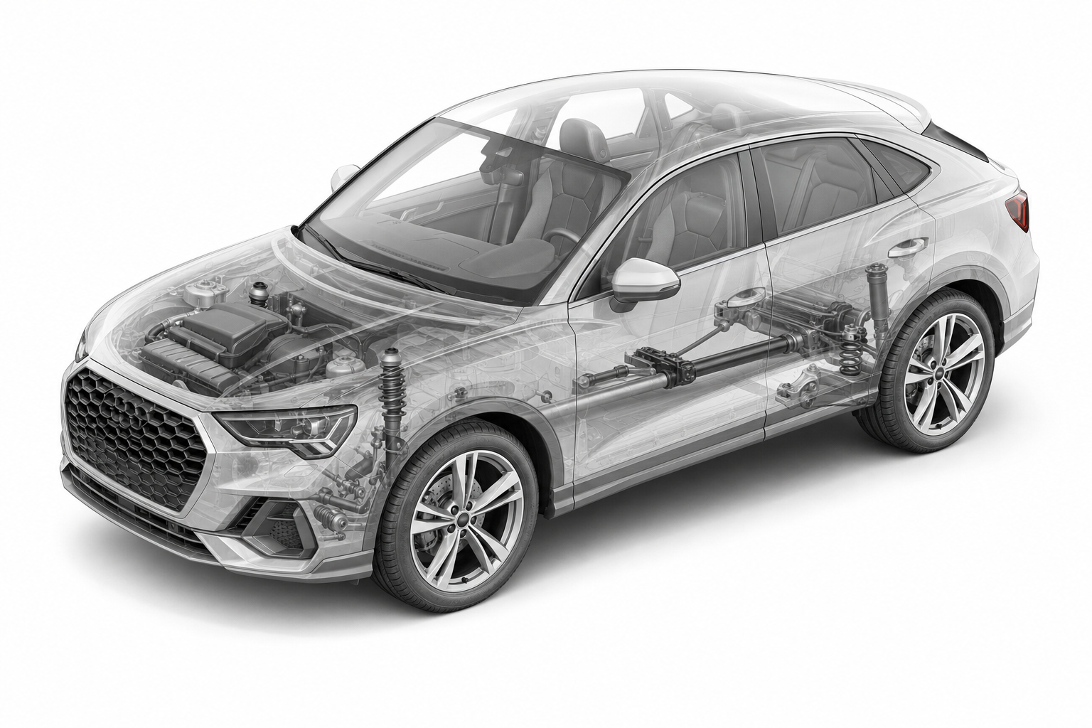 Przekrój modelu Audi Q3 Sportback.