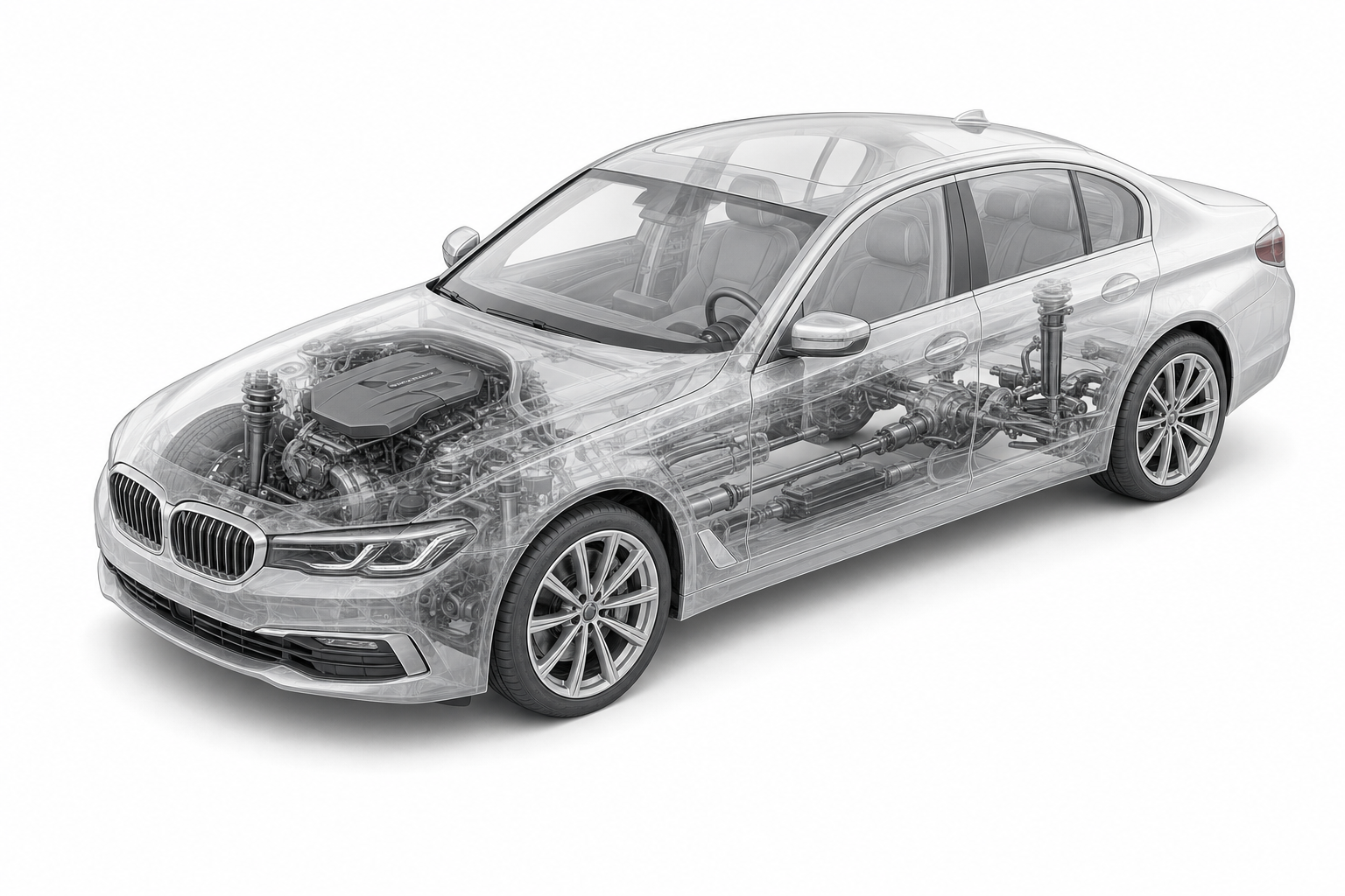 Przekrój modelu BMW Seria 5.