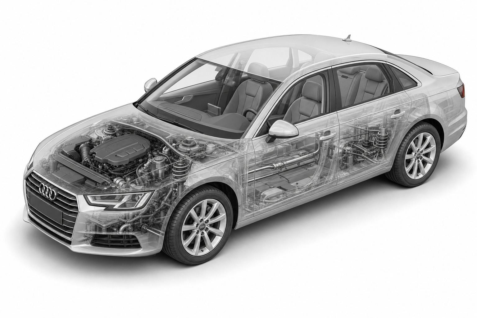 Przekrój modelu Audi A4 Limousine.