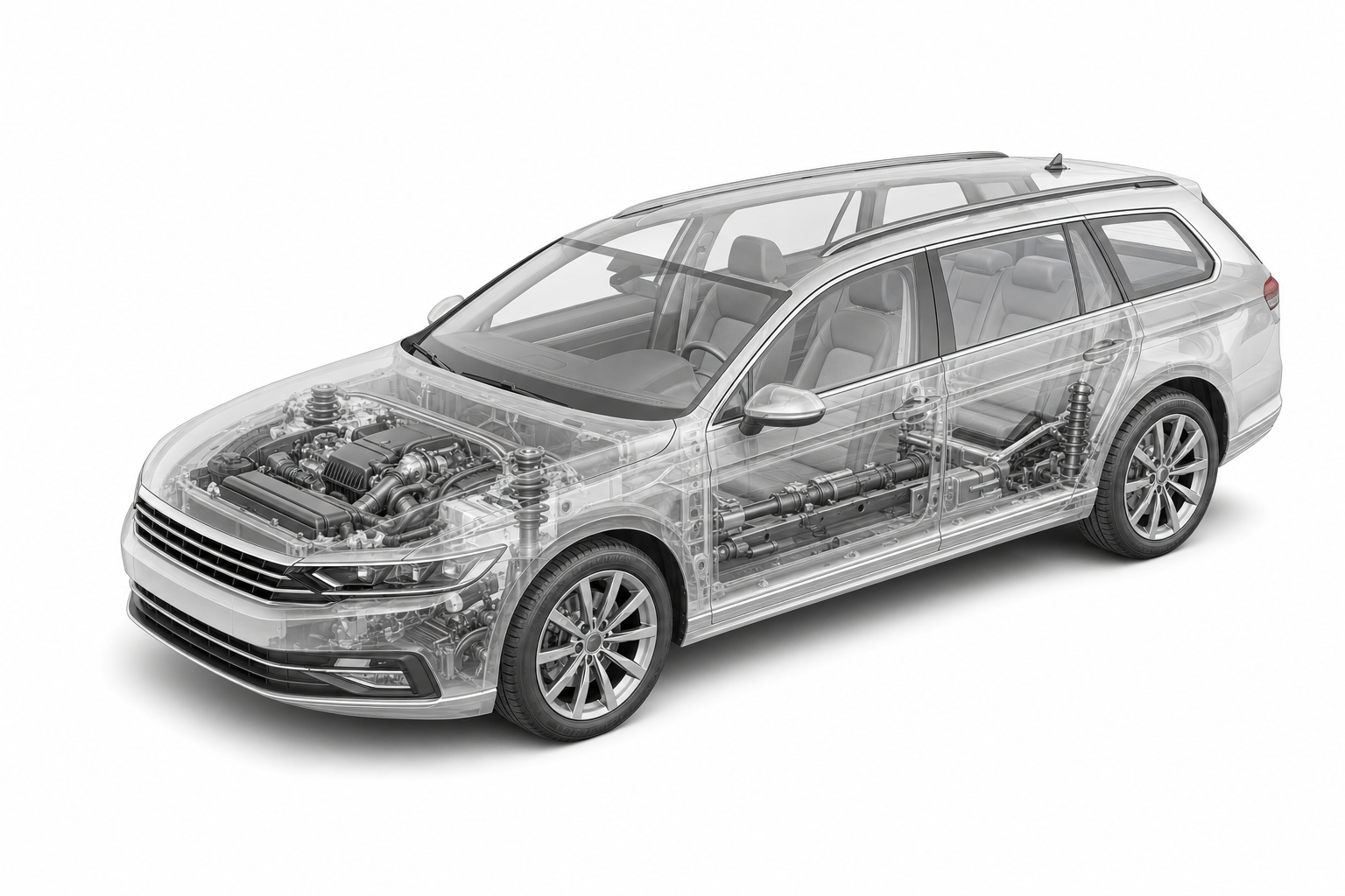Przekrój modelu Volkswagen Passat Variant.
