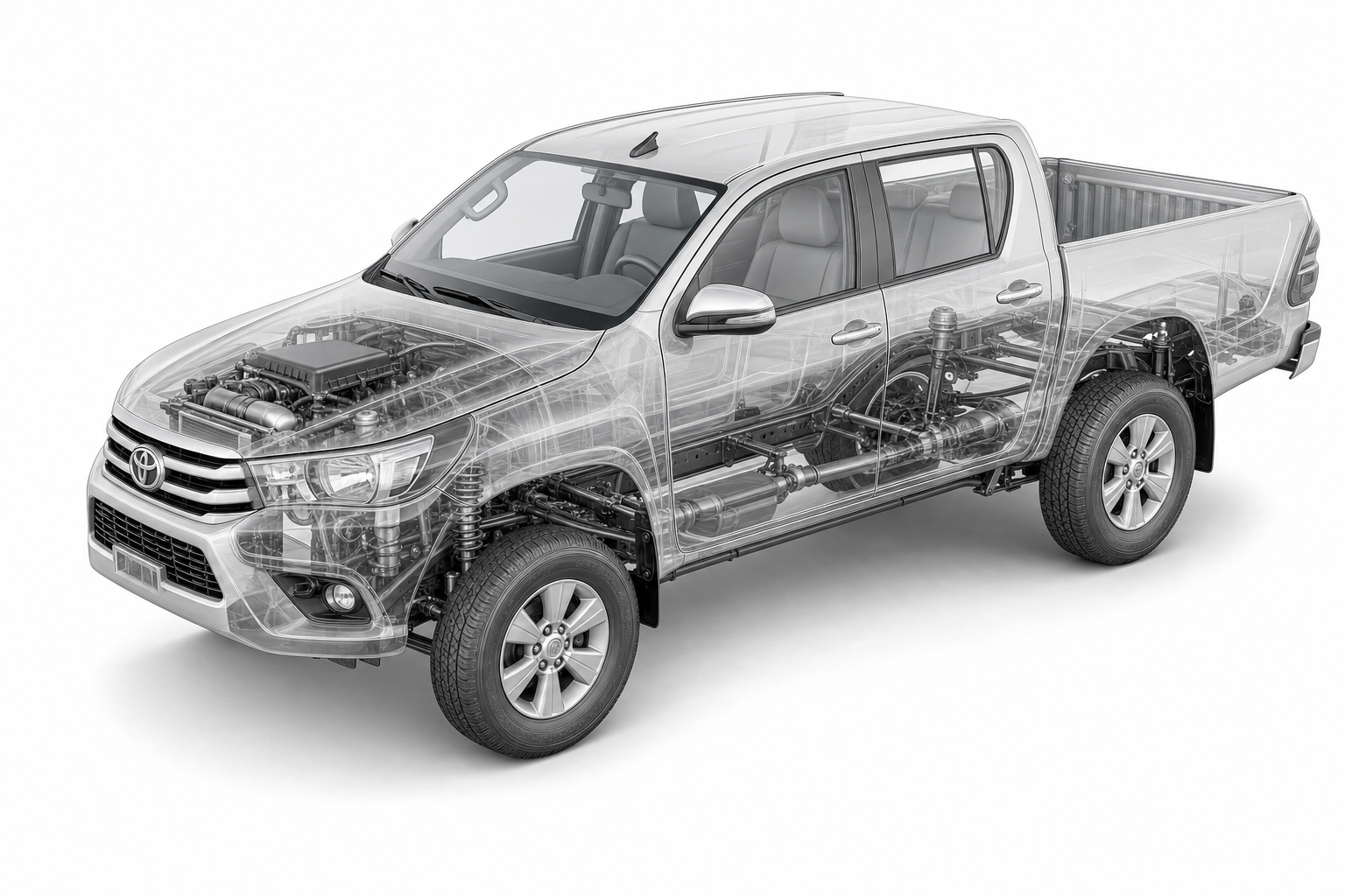 Przekrój modelu Toyota Hilux.