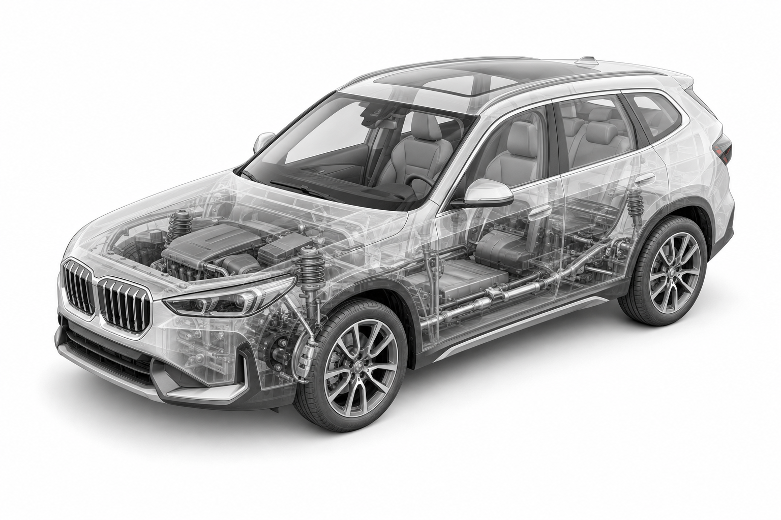 Przekrój modelu BMW X1.