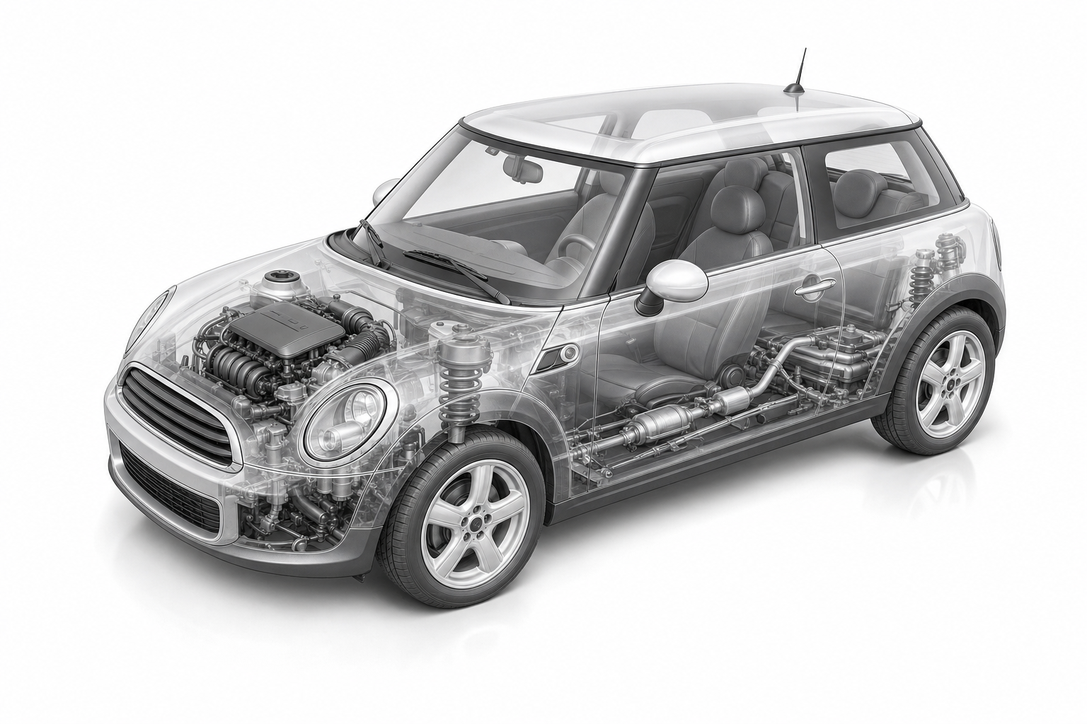 Przekrój modelu MINI Cooper.
