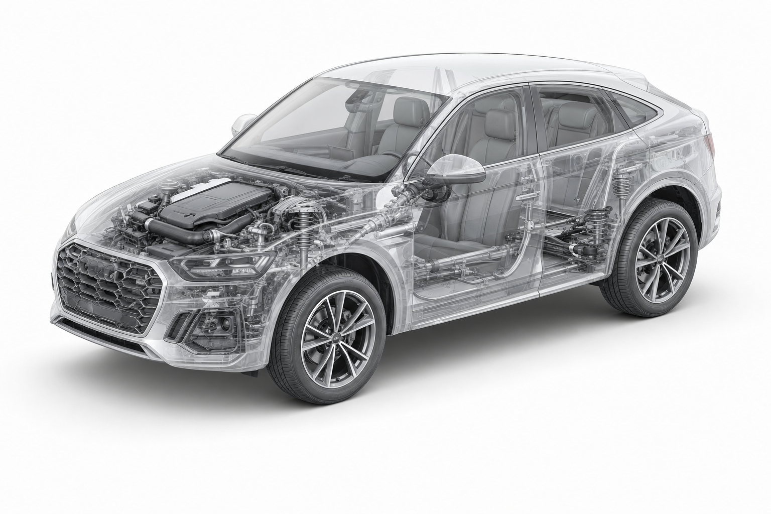 Przekrój modelu Audi Q5 Sportback.