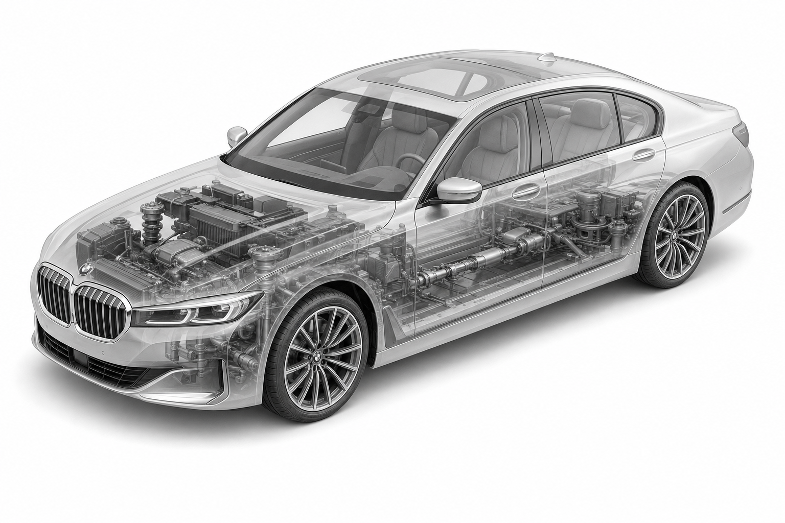 Przekrój modelu BMW Seria 7.