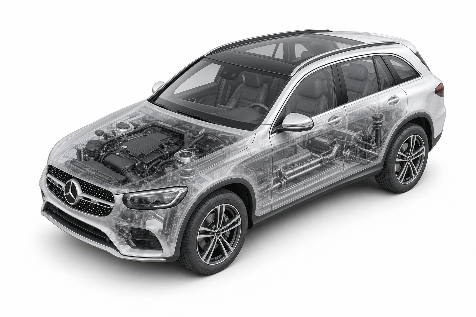 Przekrój modelu Mercedes-Benz GLC.