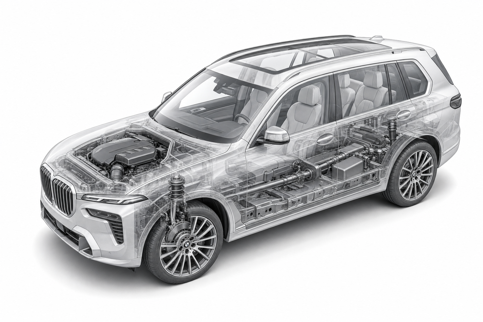 Przekrój modelu BMW X7.