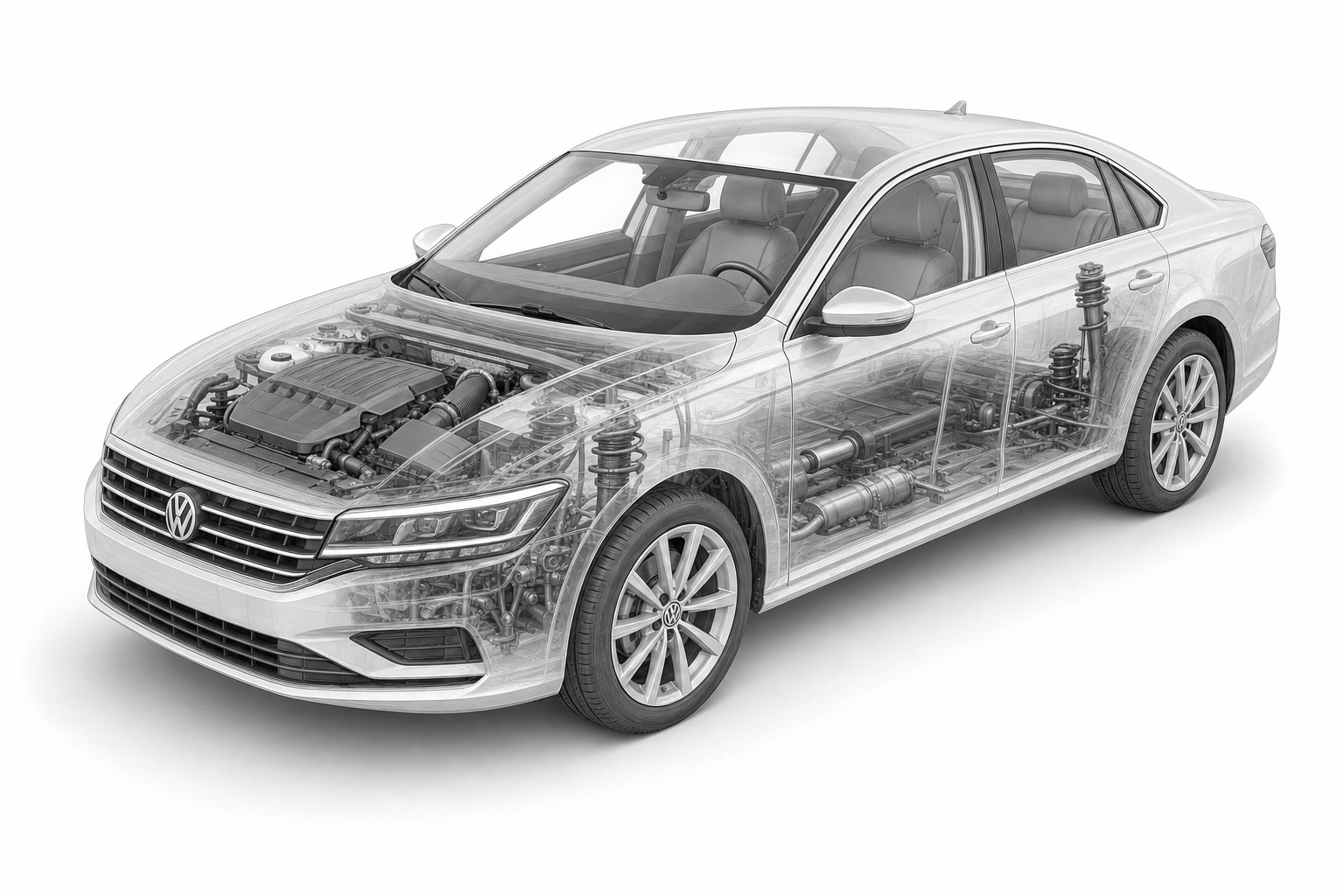 Przekrój modelu Volkswagen Passat.