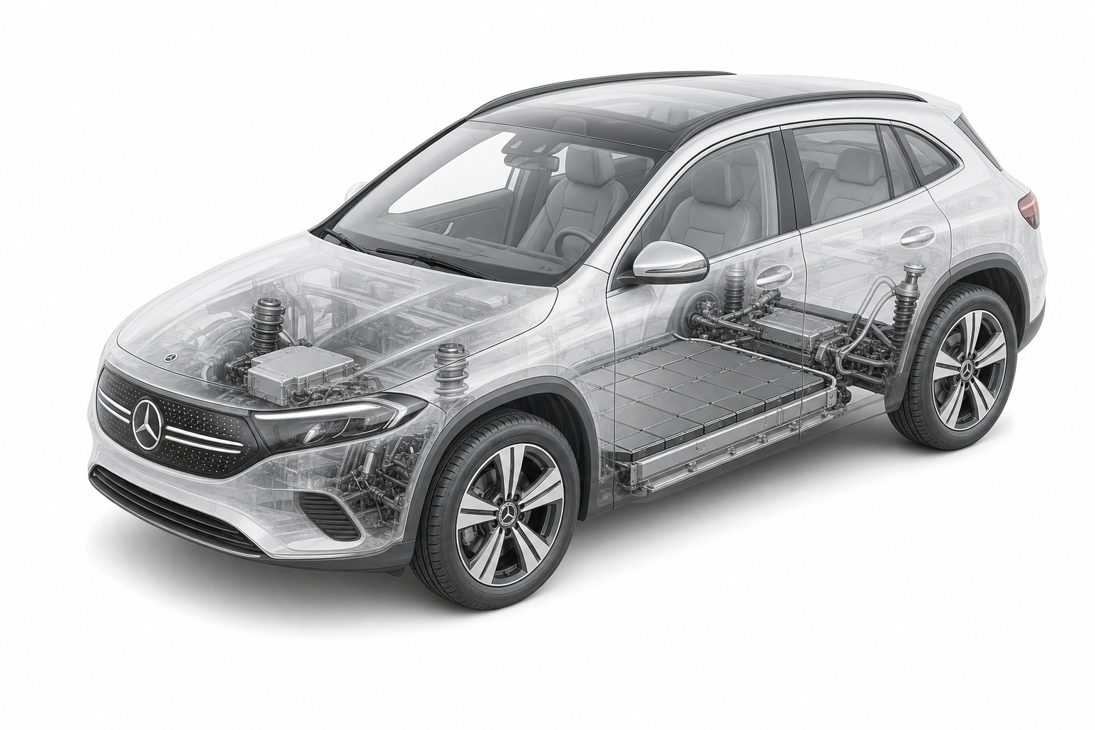 Przekrój modelu Mercedes-Benz EQA.