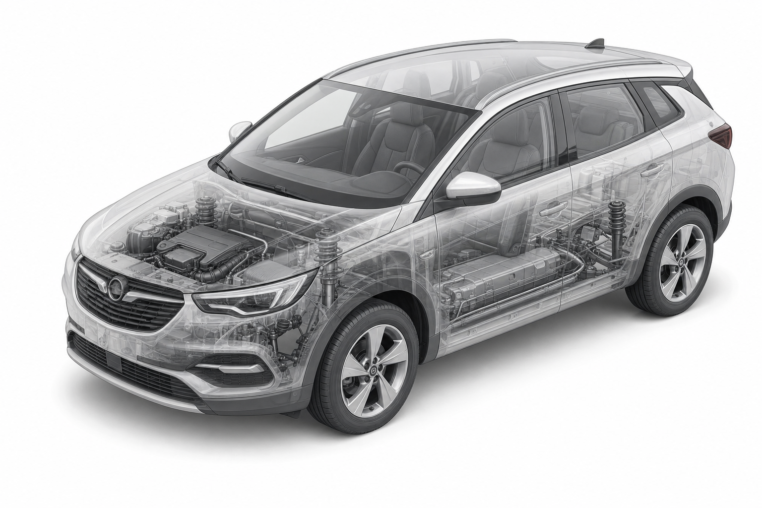 Przekrój modelu Opel Grandland X.