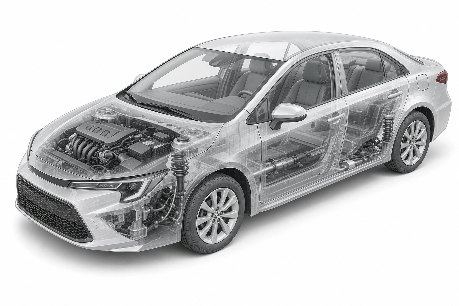 Przekrój modelu Toyota Corolla.