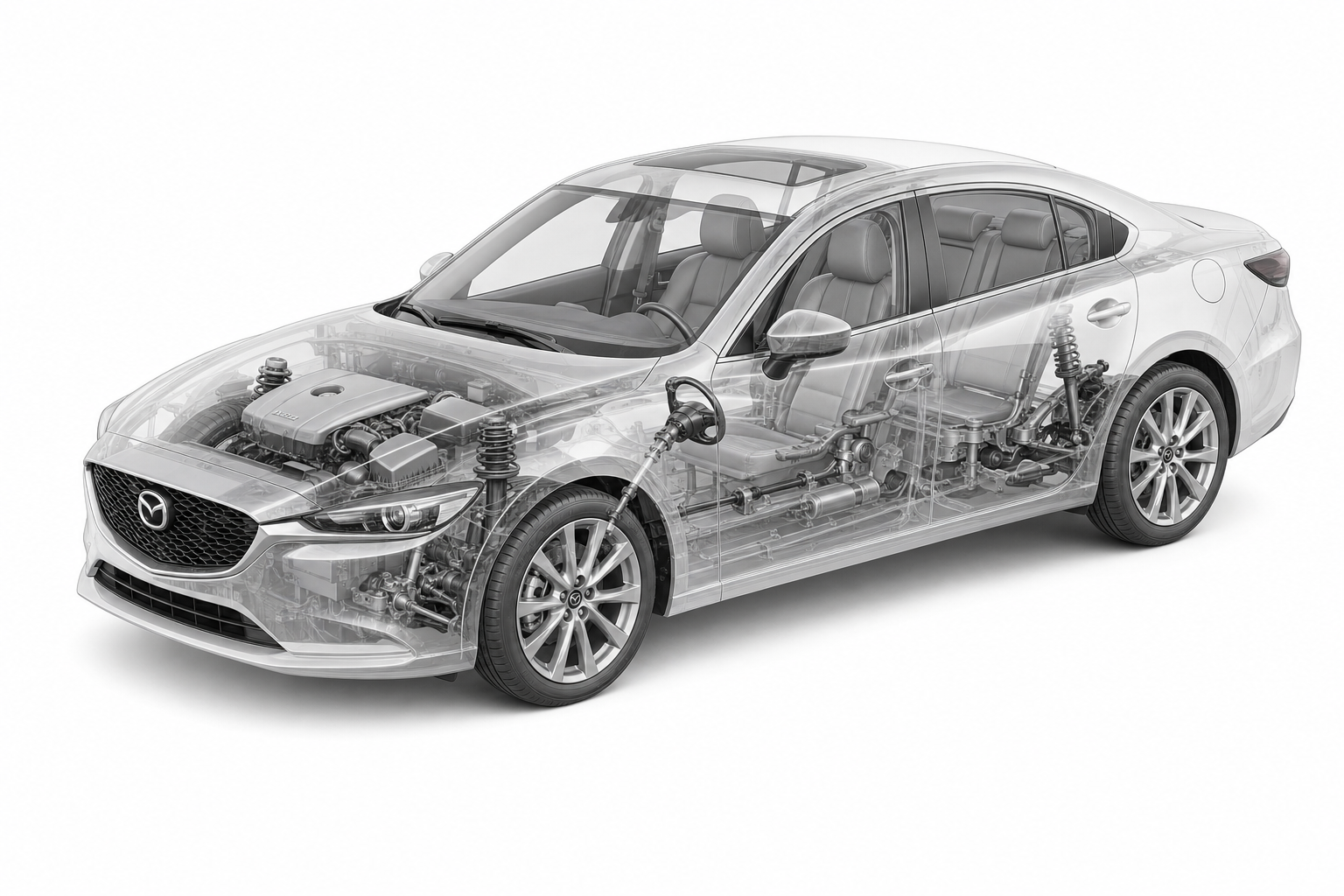 Przekrój modelu Mazda 6.