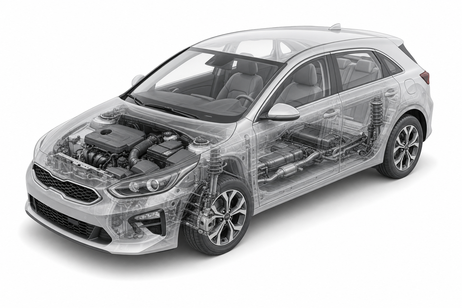 Przekrój modelu Kia Ceed.