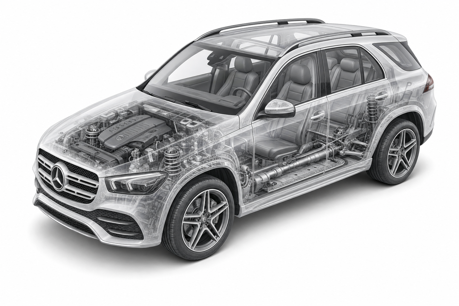 Przekrój modelu Mercedes-Benz GLE.