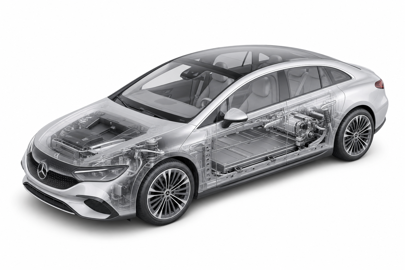 Przekrój modelu Mercedes-Benz EQE.