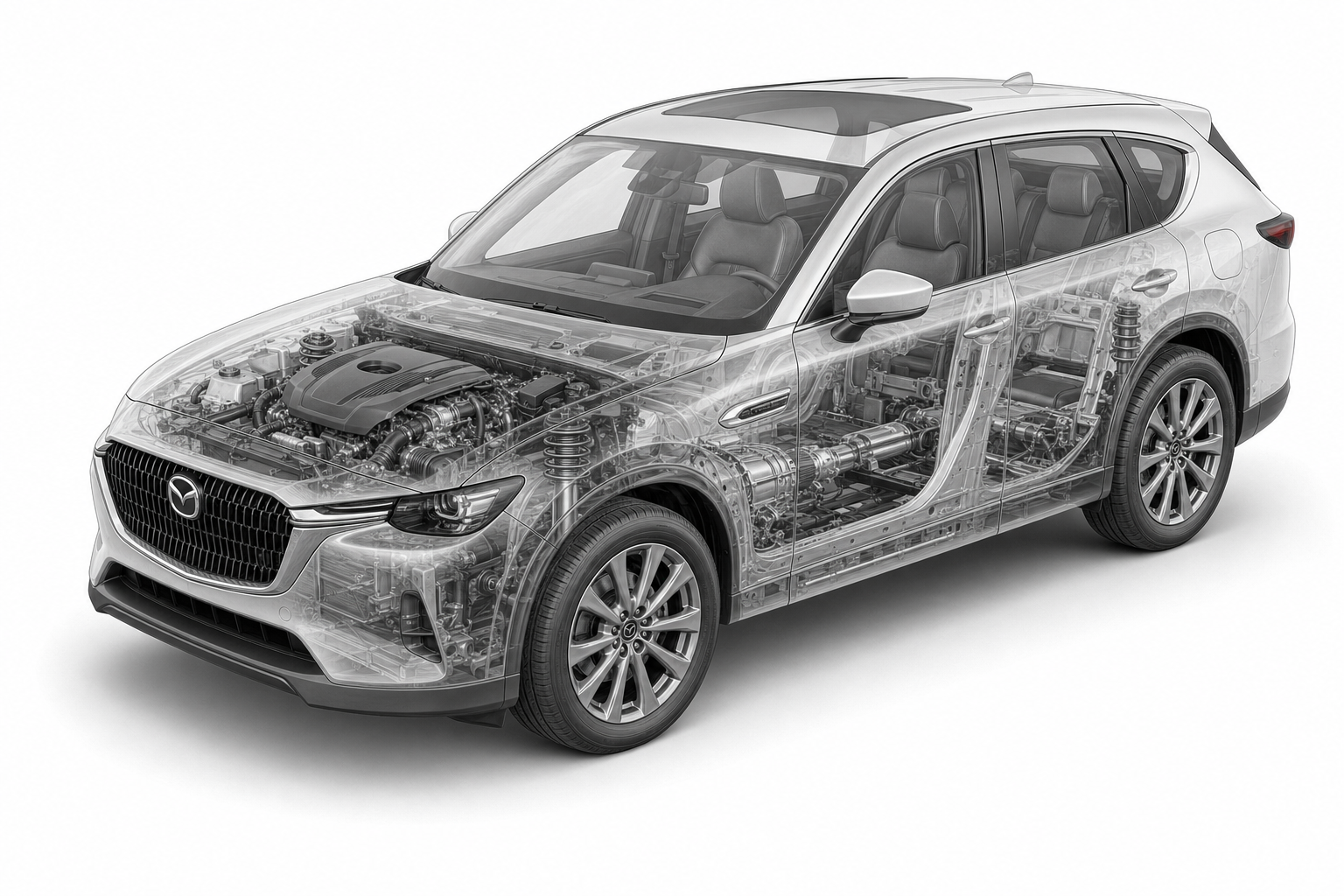 Przekrój modelu Mazda CX-60.