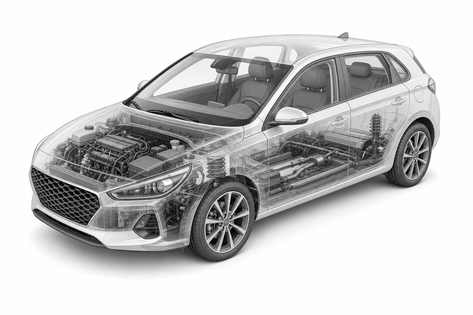 Przekrój modelu Hyundai i30.