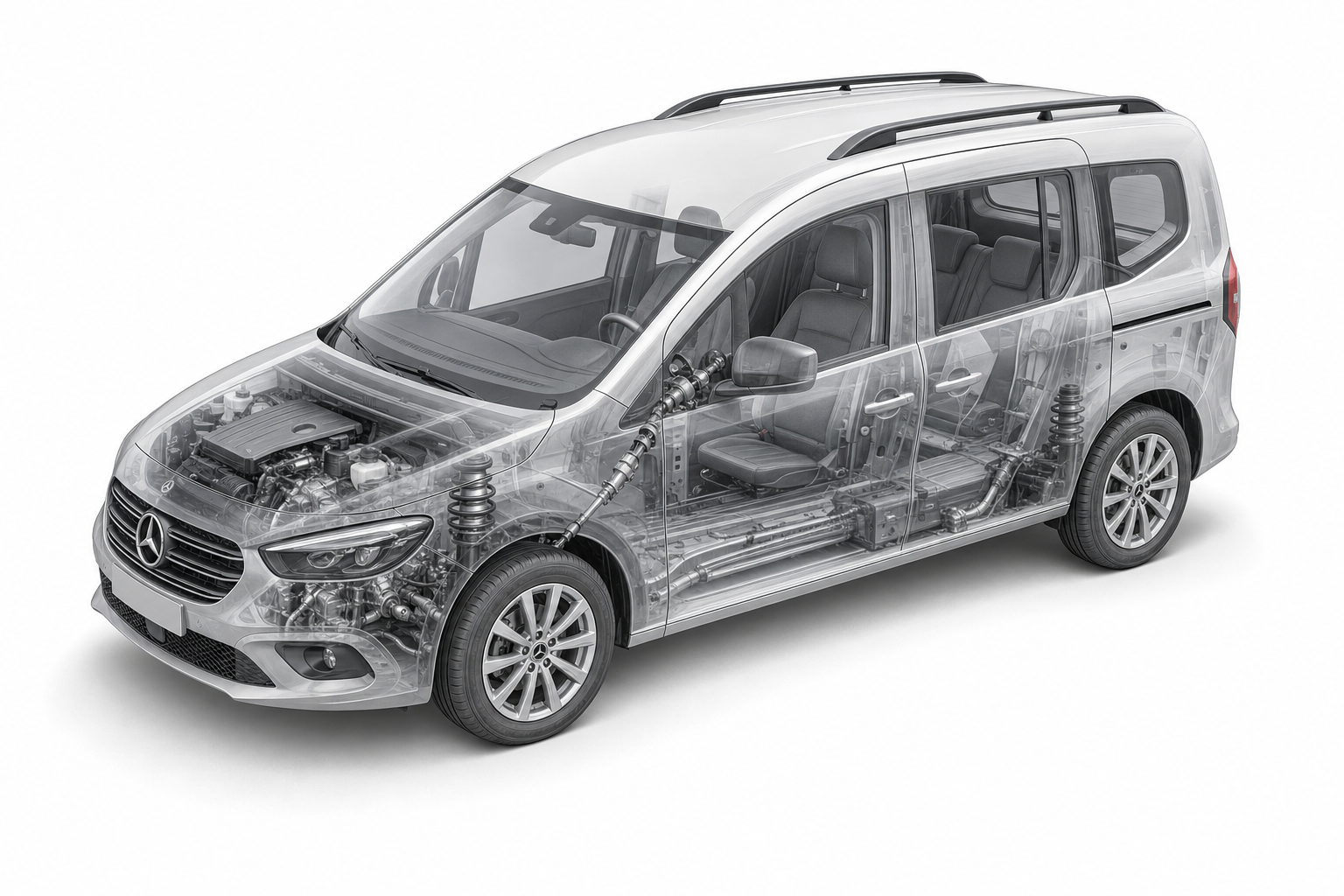 Przekrój modelu Mercedes-Benz Klasa T.