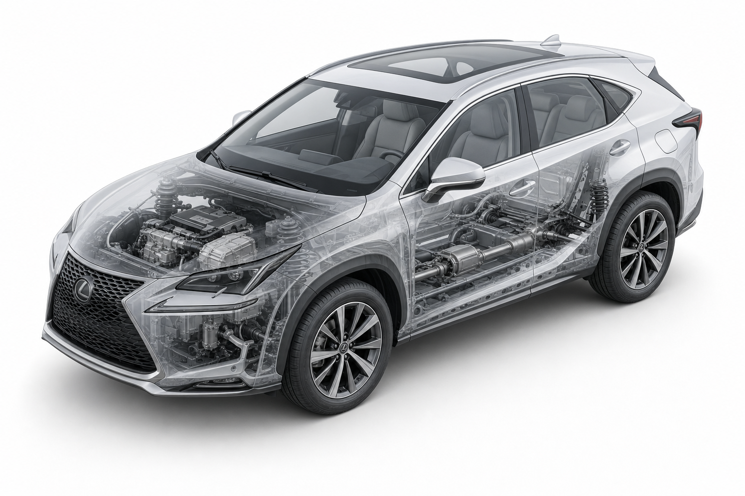 Przekrój modelu Lexus NX.