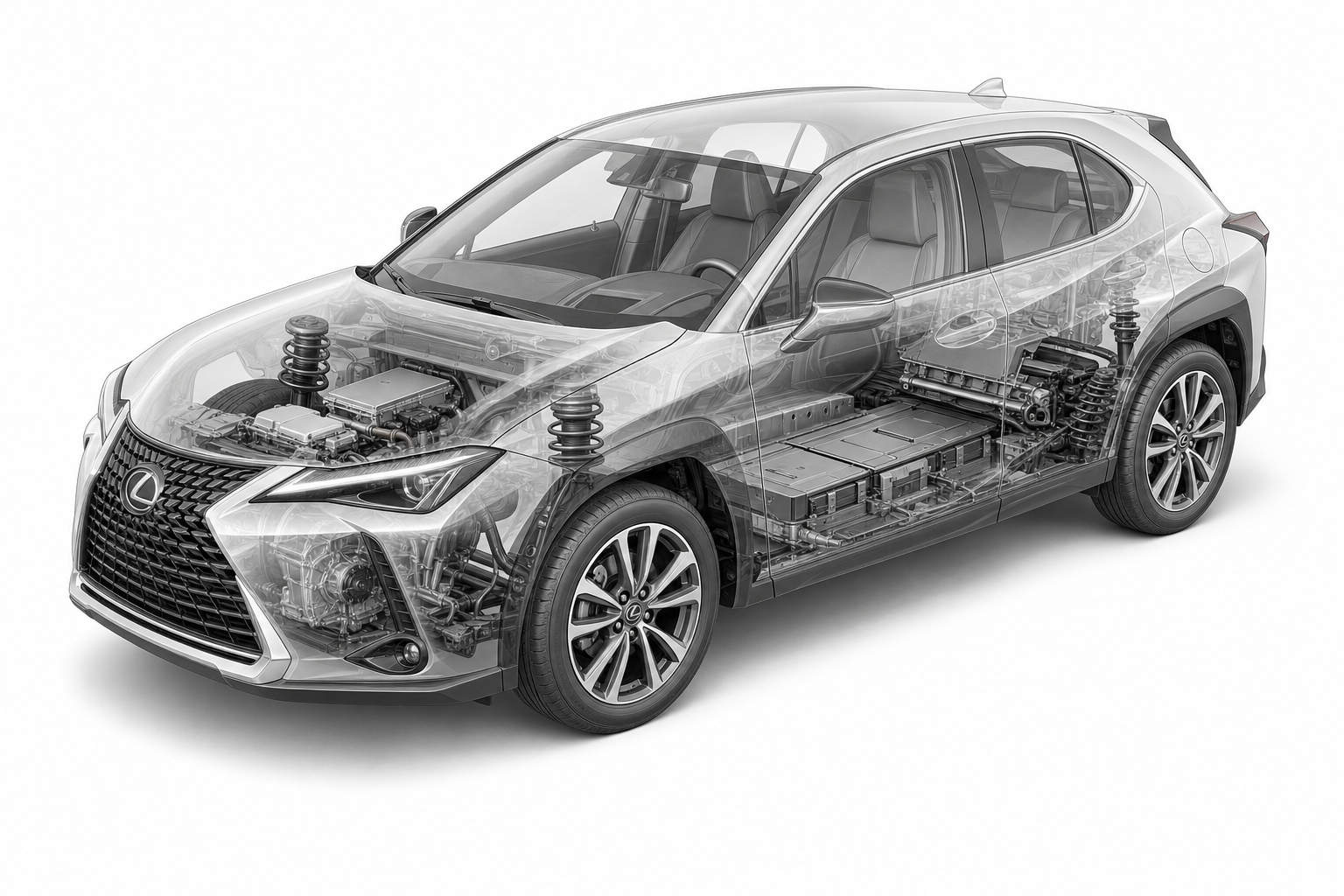Przekrój modelu Lexus UX.
