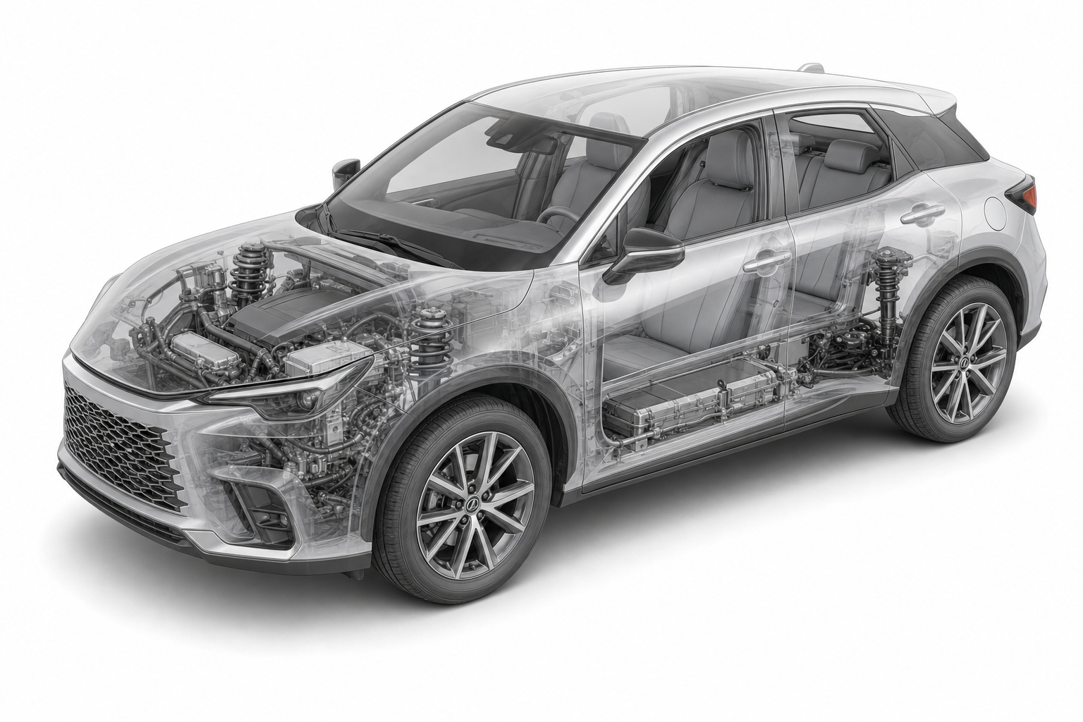 Przekrój modelu Lexus LBX.