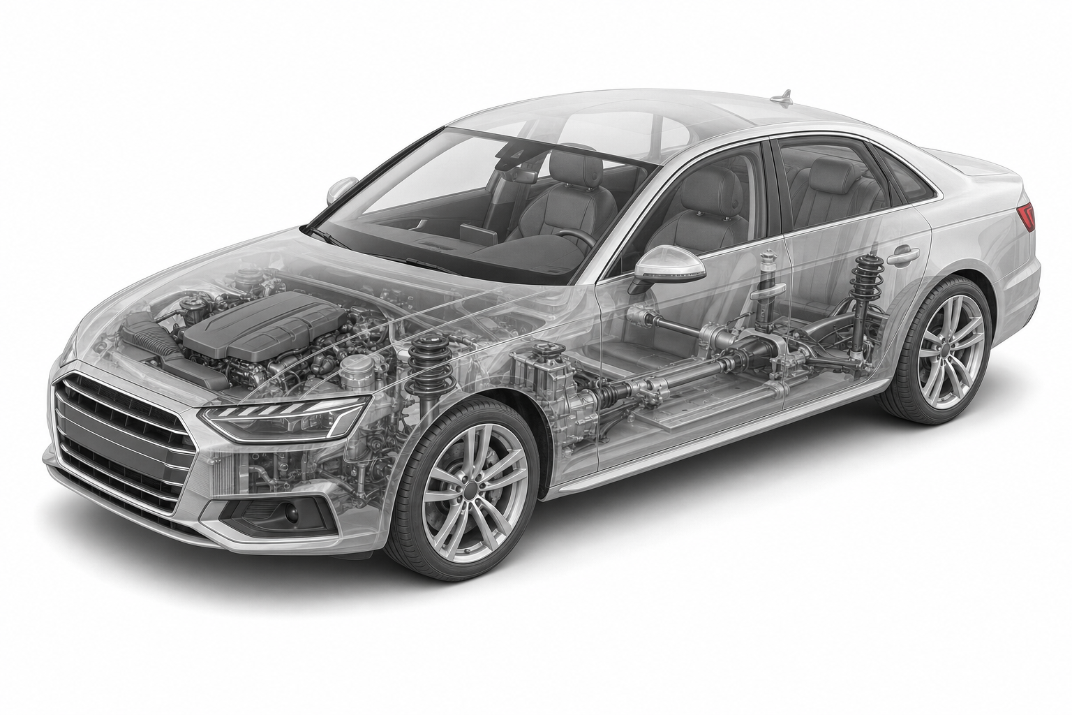 Przekrój modelu Audi A4.