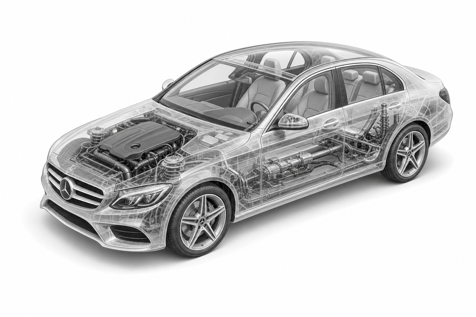 Przekrój modelu Mercedes-Benz C.
