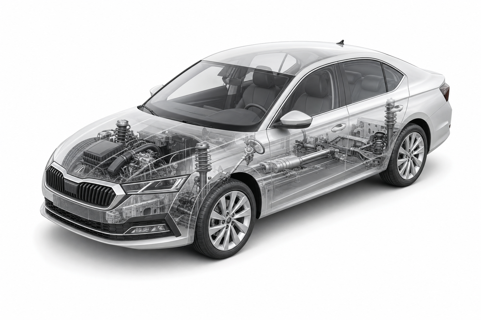 Przekrój modelu Skoda Octavia.