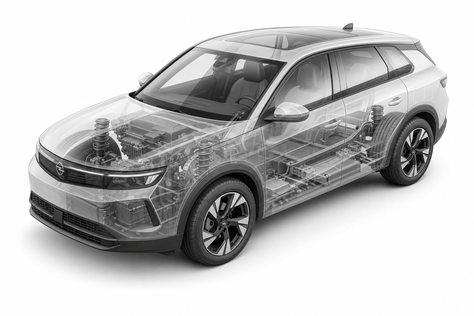 Przekrój modelu Opel Grandland.
