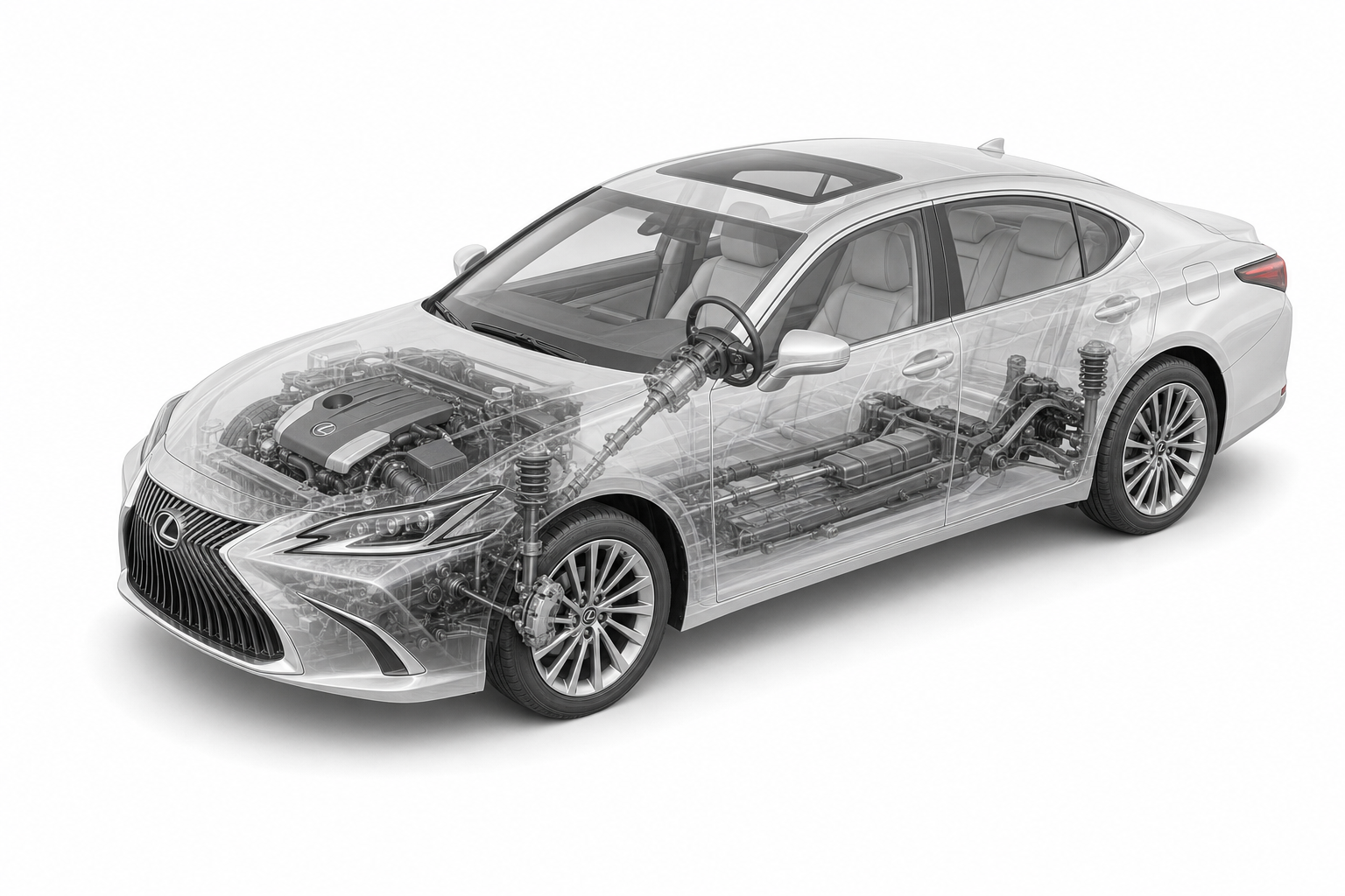 Przekrój modelu Lexus ES.