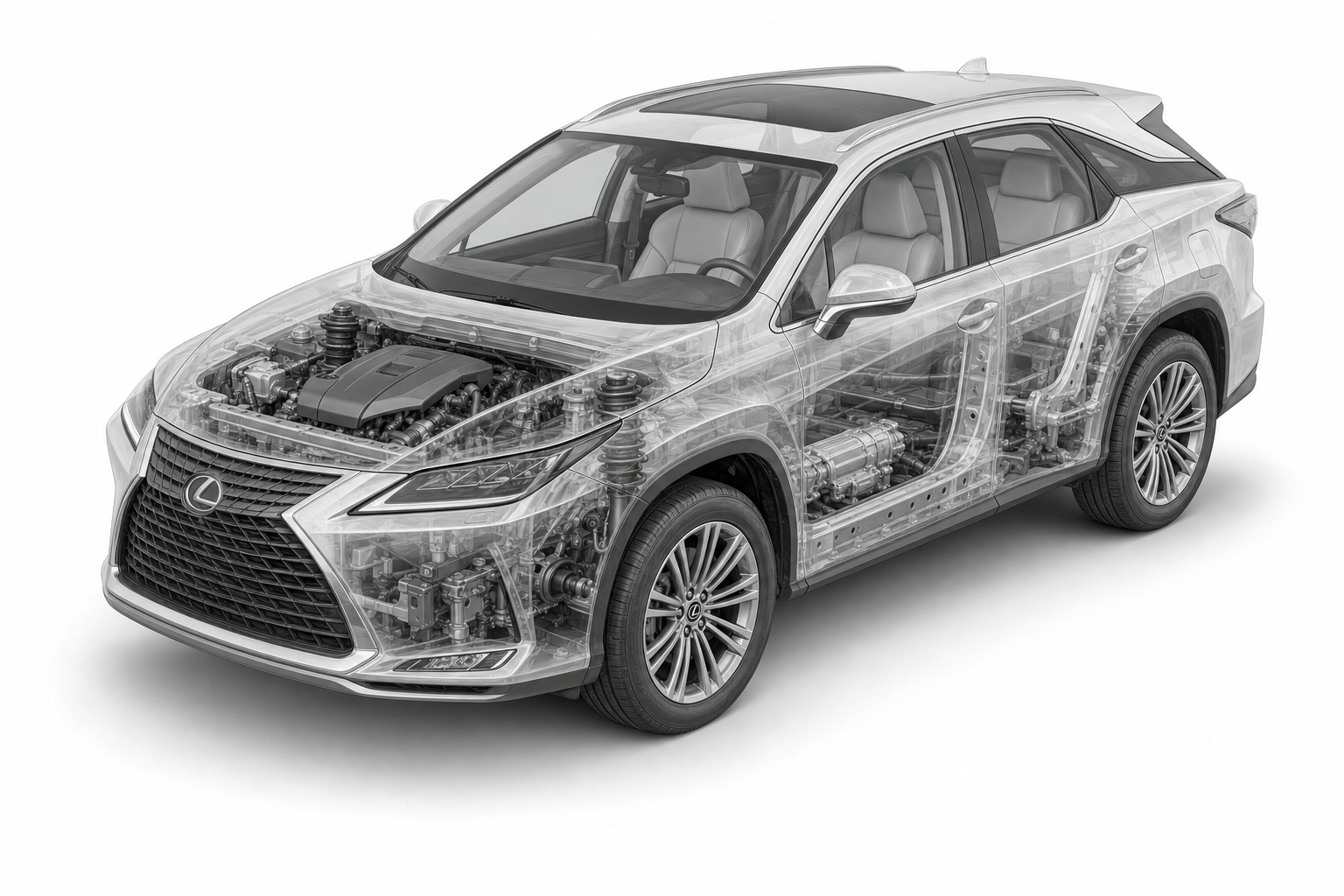 Przekrój modelu Lexus RX.
