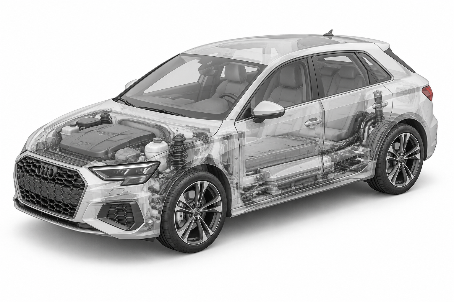 Przekrój modelu Audi S3 Sportback.