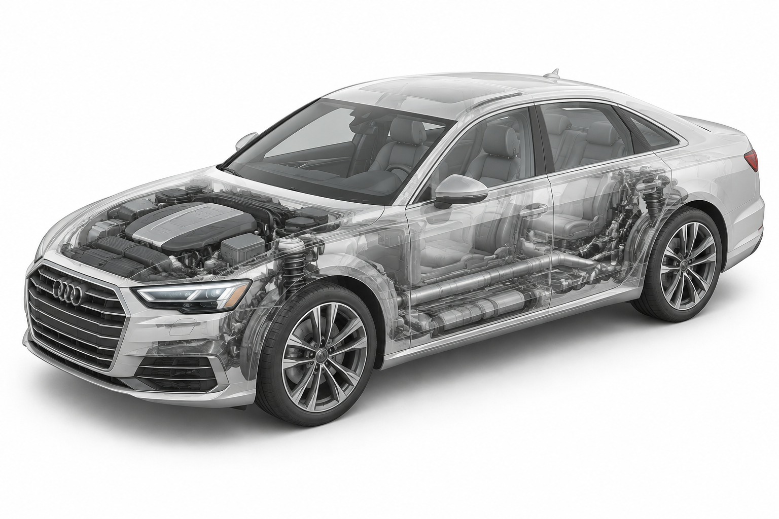 Przekrój modelu Audi S8 TFSI.