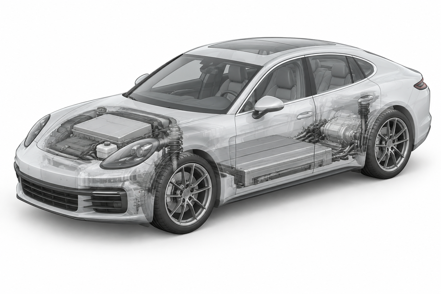 Przekrój modelu Porsche Panamera.