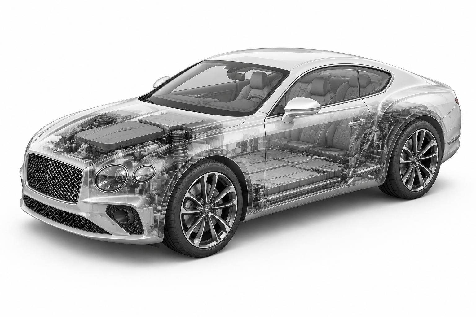 Przekrój modelu Bentley Continental GT.